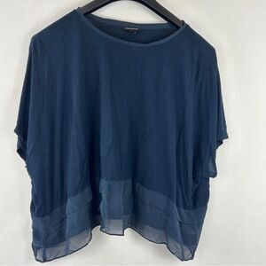 Club Monaco navy relaxed cut over sized blouse top size XS